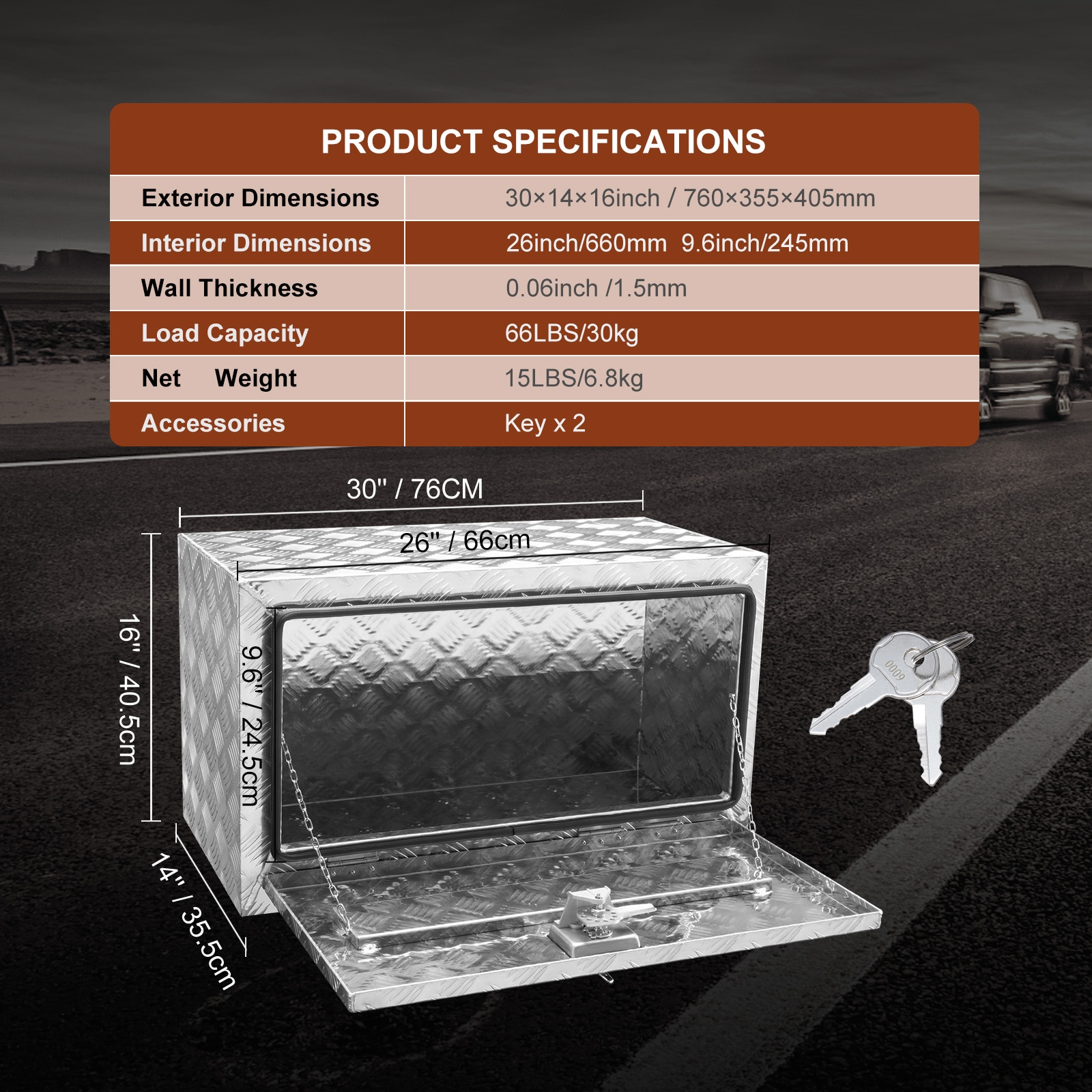 Heavy Duty Aluminium Truck Tool Box With Lock For Pickup And Trailer_voghion.com